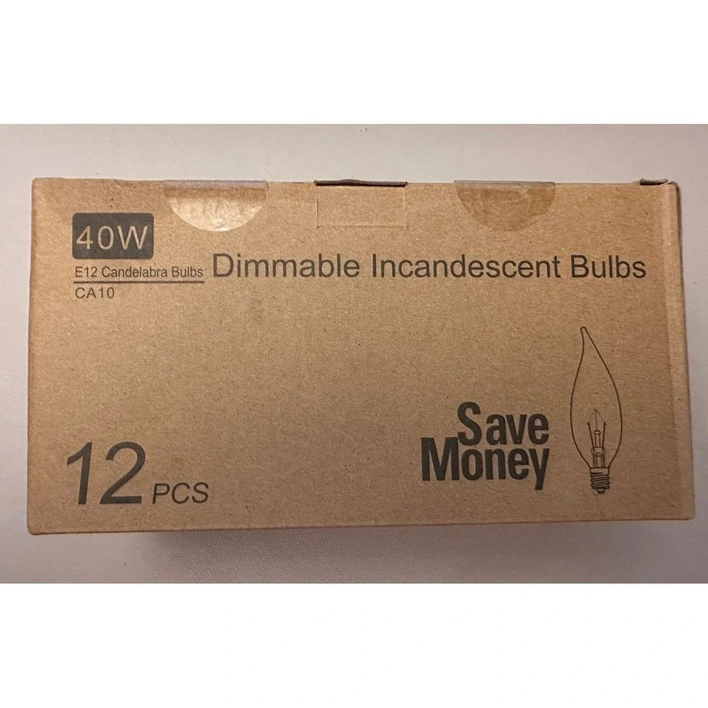 New 12Pack Dimmable E12 40w Candle Light Vintage Chandelier Candelabra Bulb